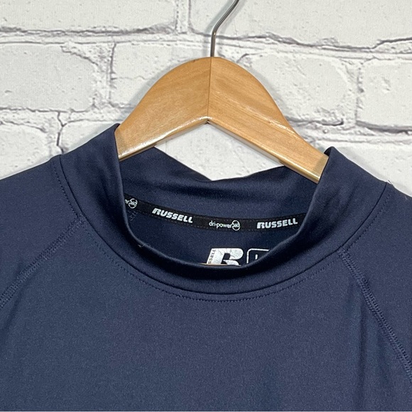 Russell Dri-Power 360 Mock Neck Long Sleeve Shirt Mens Size Large Blue Stretch - Picture 3 of 9